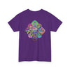 Colorful mandala art design printed on a soft cotton unisex t-shirt for yoga and mindfulness practice