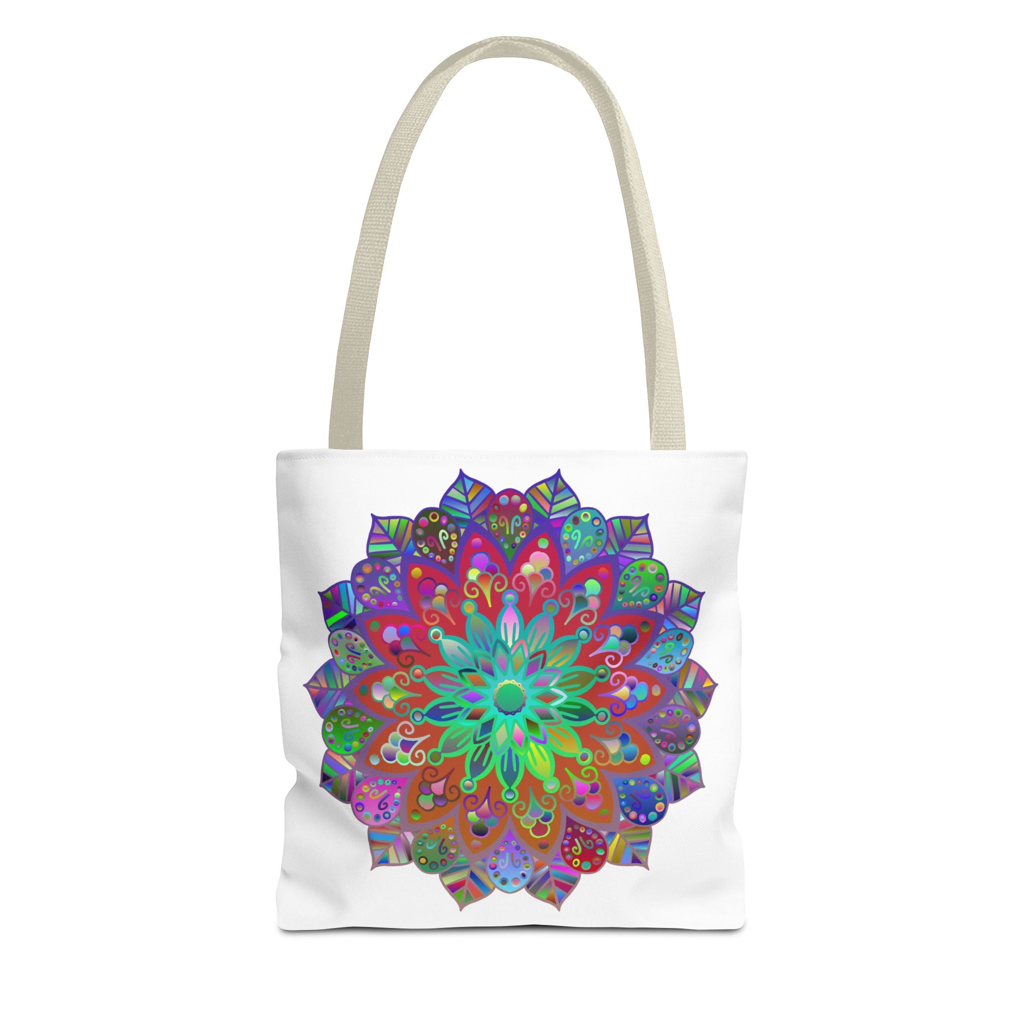 Beautiful and vibrant colorful mandala tote bag with all-over print design