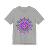 Beautiful purple and gold mandala tee featuring intricate spiritual art design