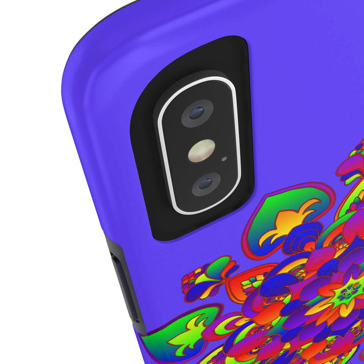 Colorful hand drawn mandala phone case with rainbow design and intricate details