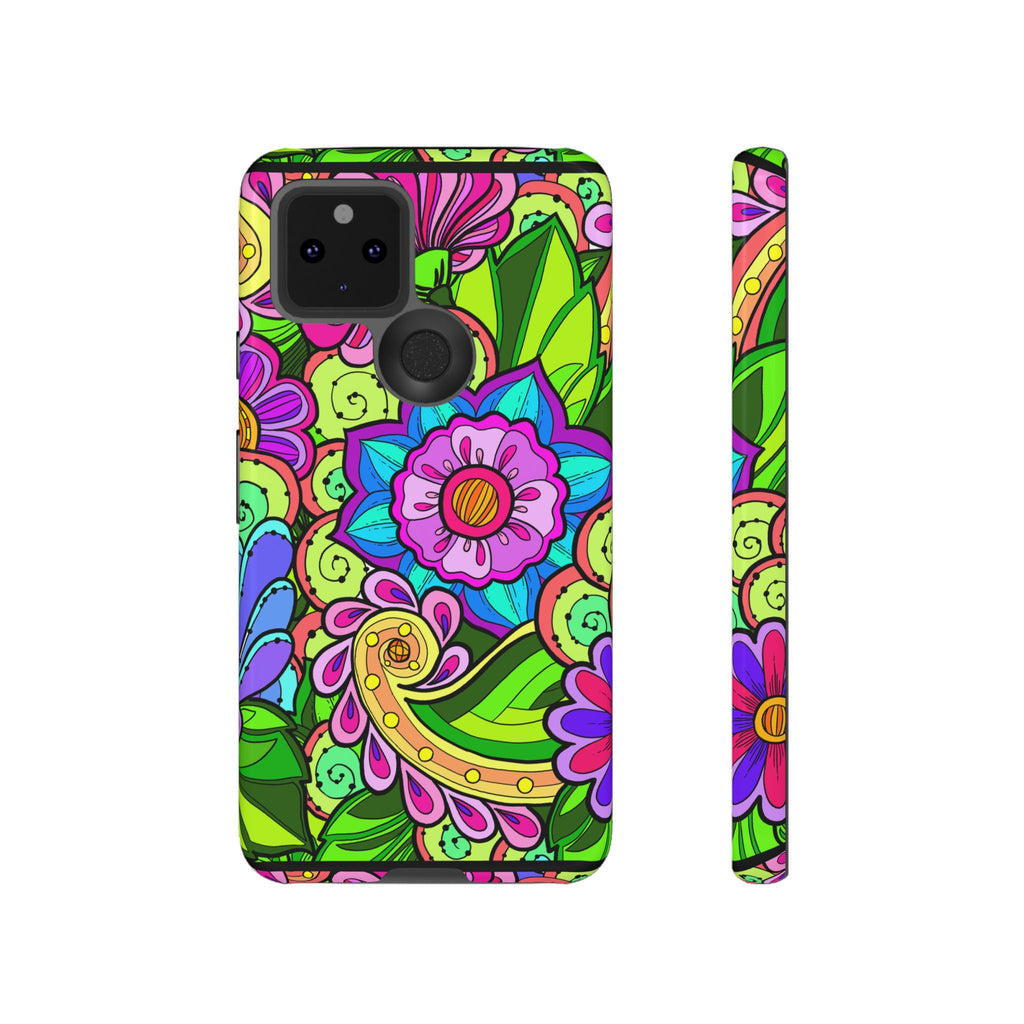 Floral Fantasy iPhone and Google Pixel Case in Bright Green Palette