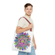 Colorful mandala tote bag made from lightweight and easy-care materials