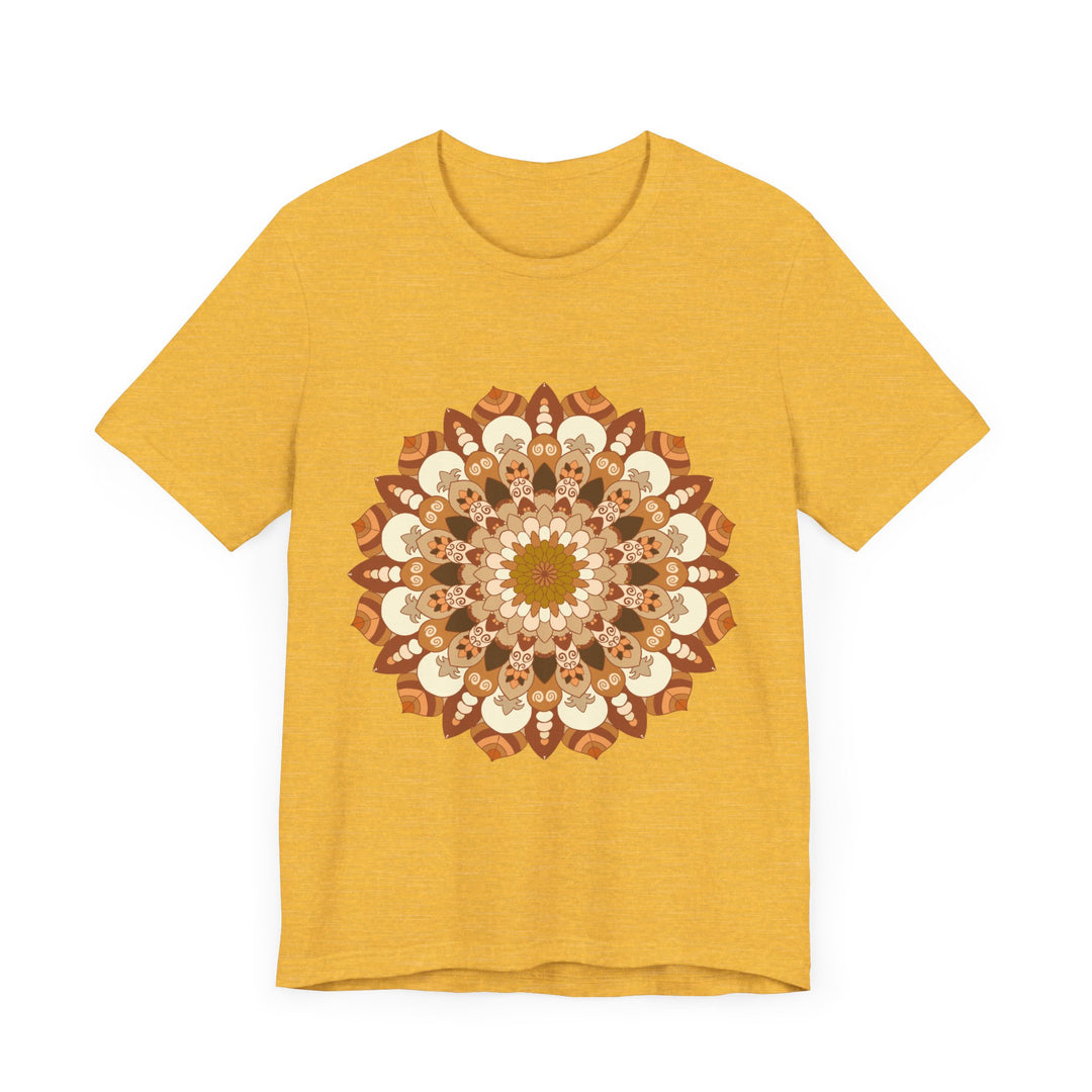 Intricate Mandala Tee - Brown & Orange, a beautiful and detailed shirt with intricate mandala patterns in warm brown and orange hues