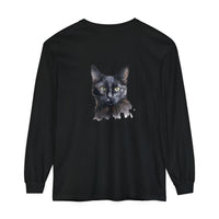 Beautiful black cat watercolor design on a mystical long sleeve t-shirt