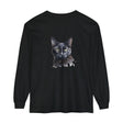 Beautiful black cat watercolor design on a mystical long sleeve t-shirt