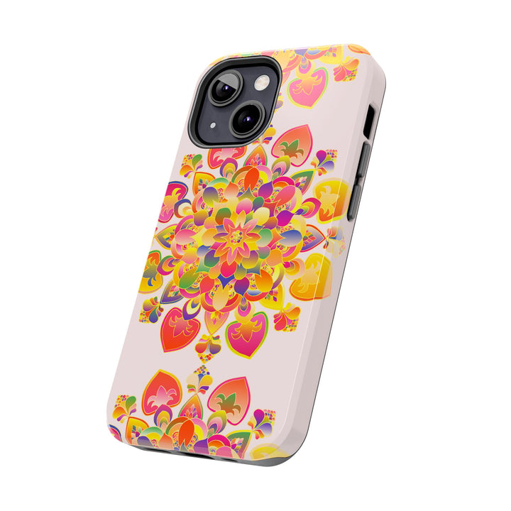 Hand drawn Mandala Art phone case with intricate and colorful design