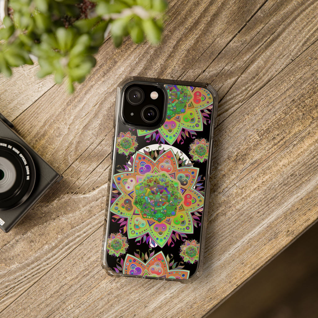 Elegant Mandala MagSafe®-Compatible iPhone 14/15 Impact Case with intricate floral design