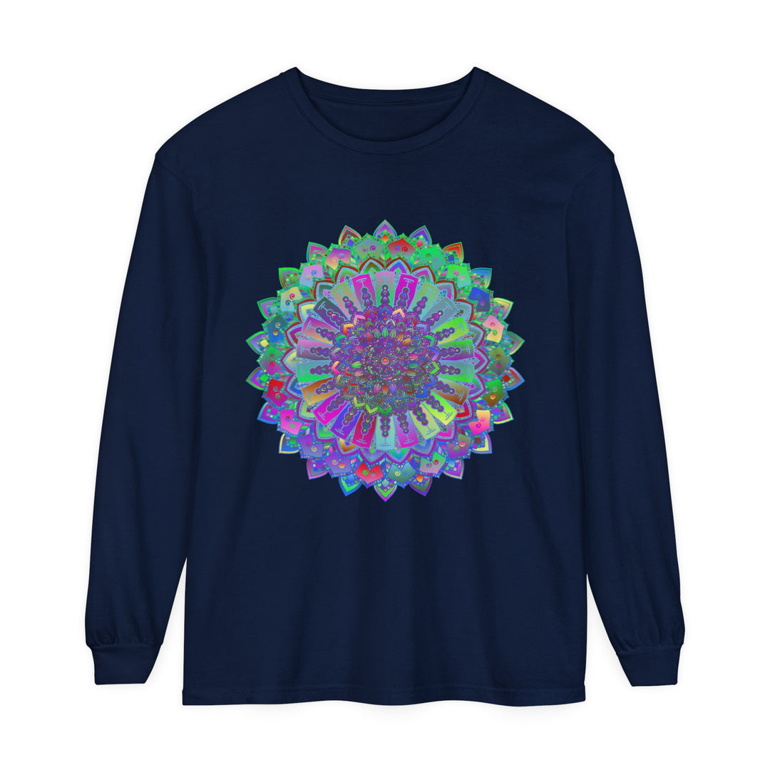 Colorful and detailed mandala design long sleeve t-shirt for women