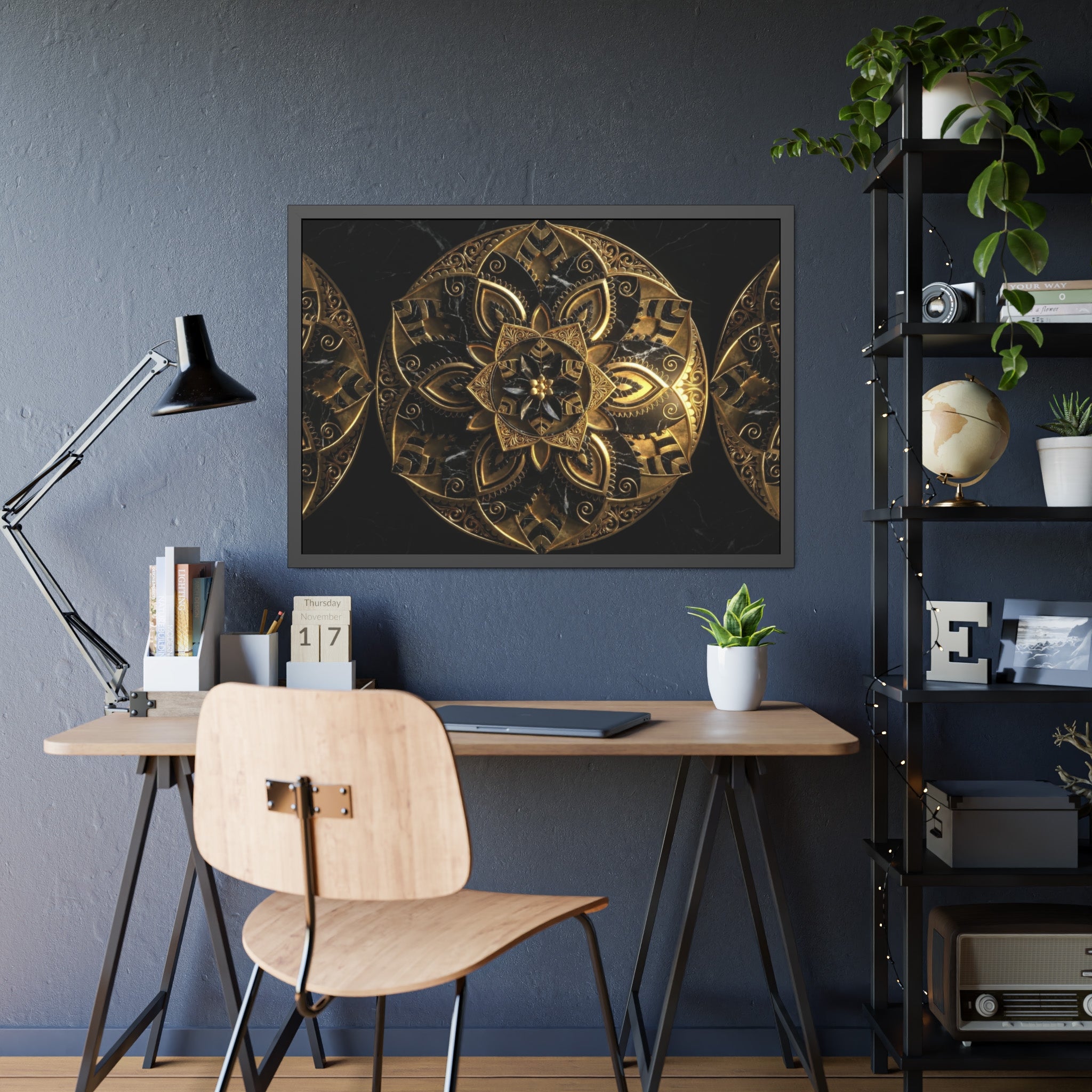 Golden Void Signature – Kunstdruck mit Zierrahmen