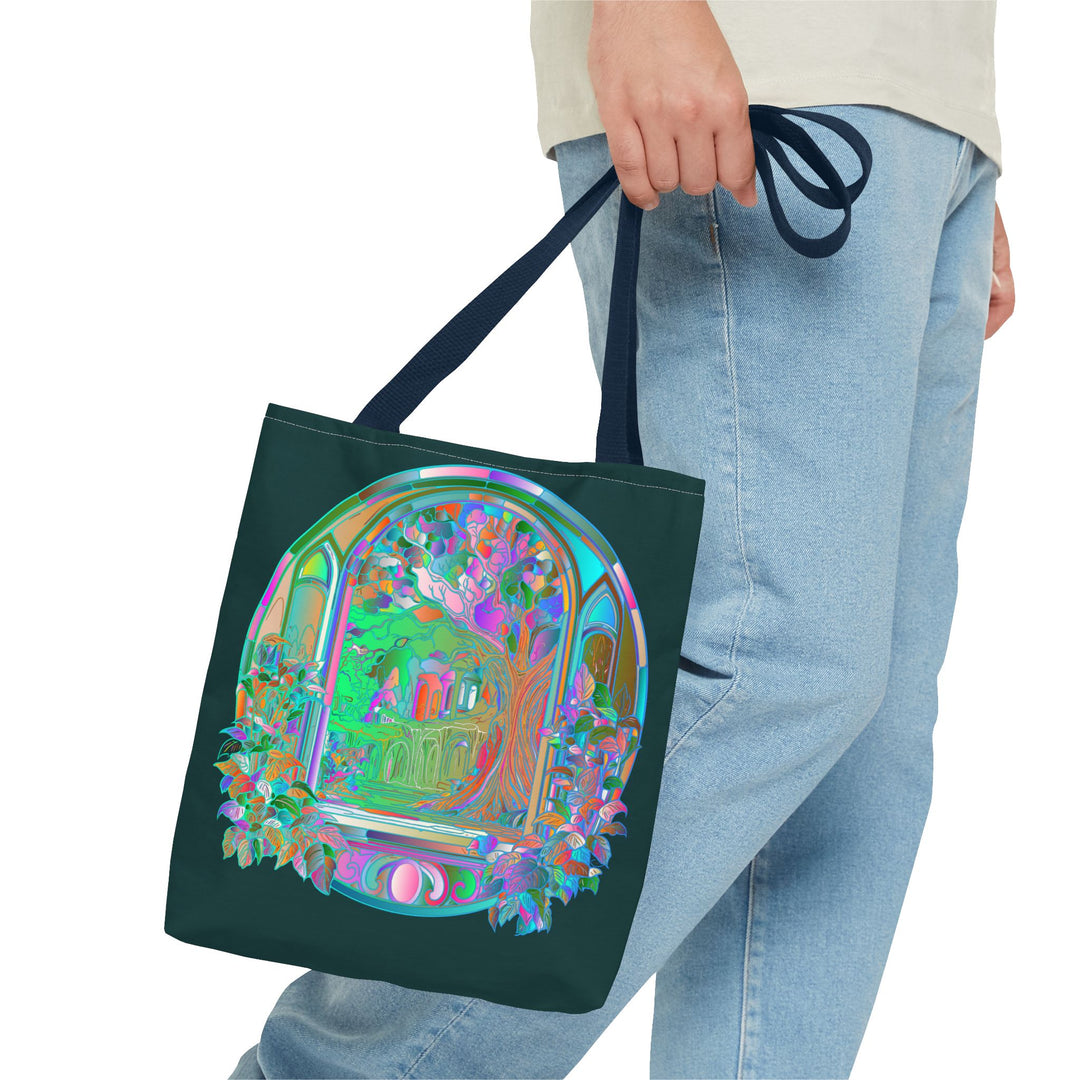 Beautiful Mystical Nature Mandala Tote Bag with intricate and colorful design