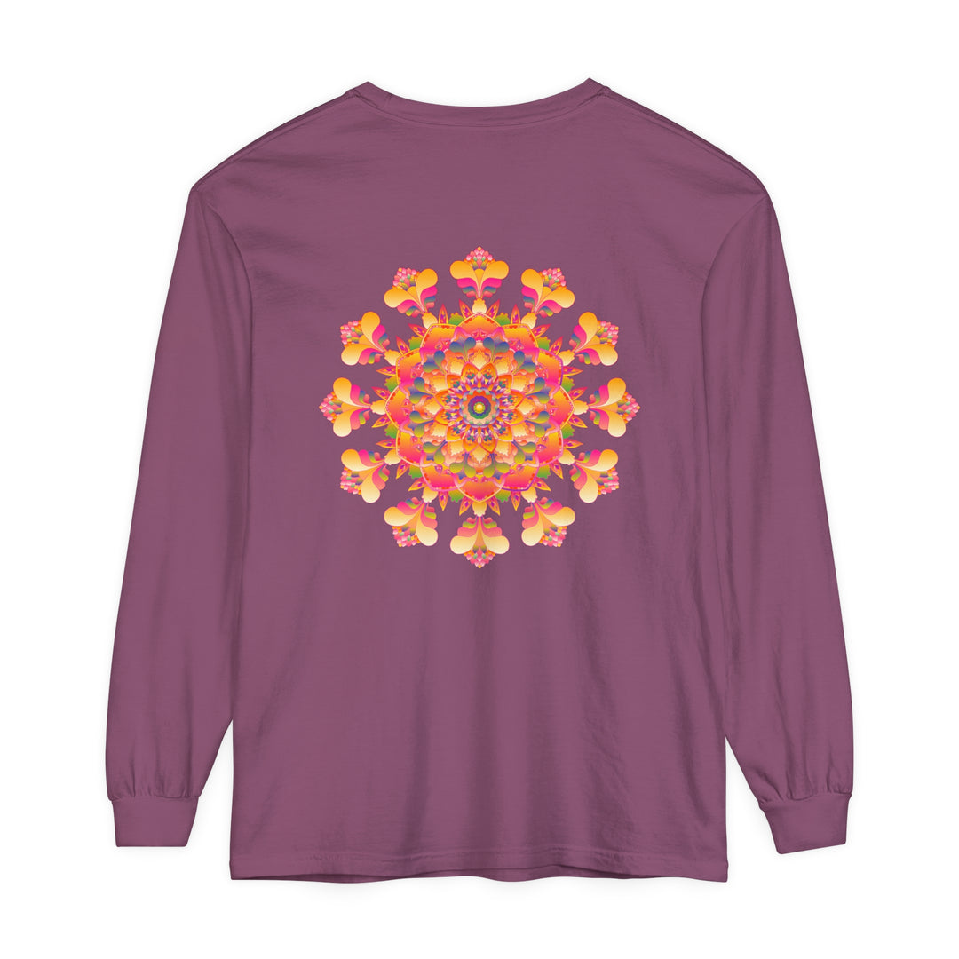 Colorful and intricate mandala design long sleeve t-shirt, suitable for all genders