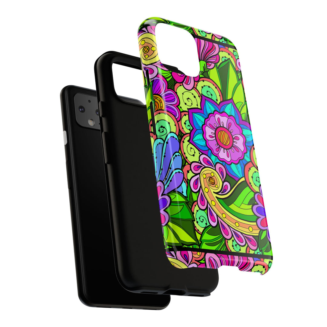 Floral Fantasy iPhone and Google Pixel Case in Bright Green Palette