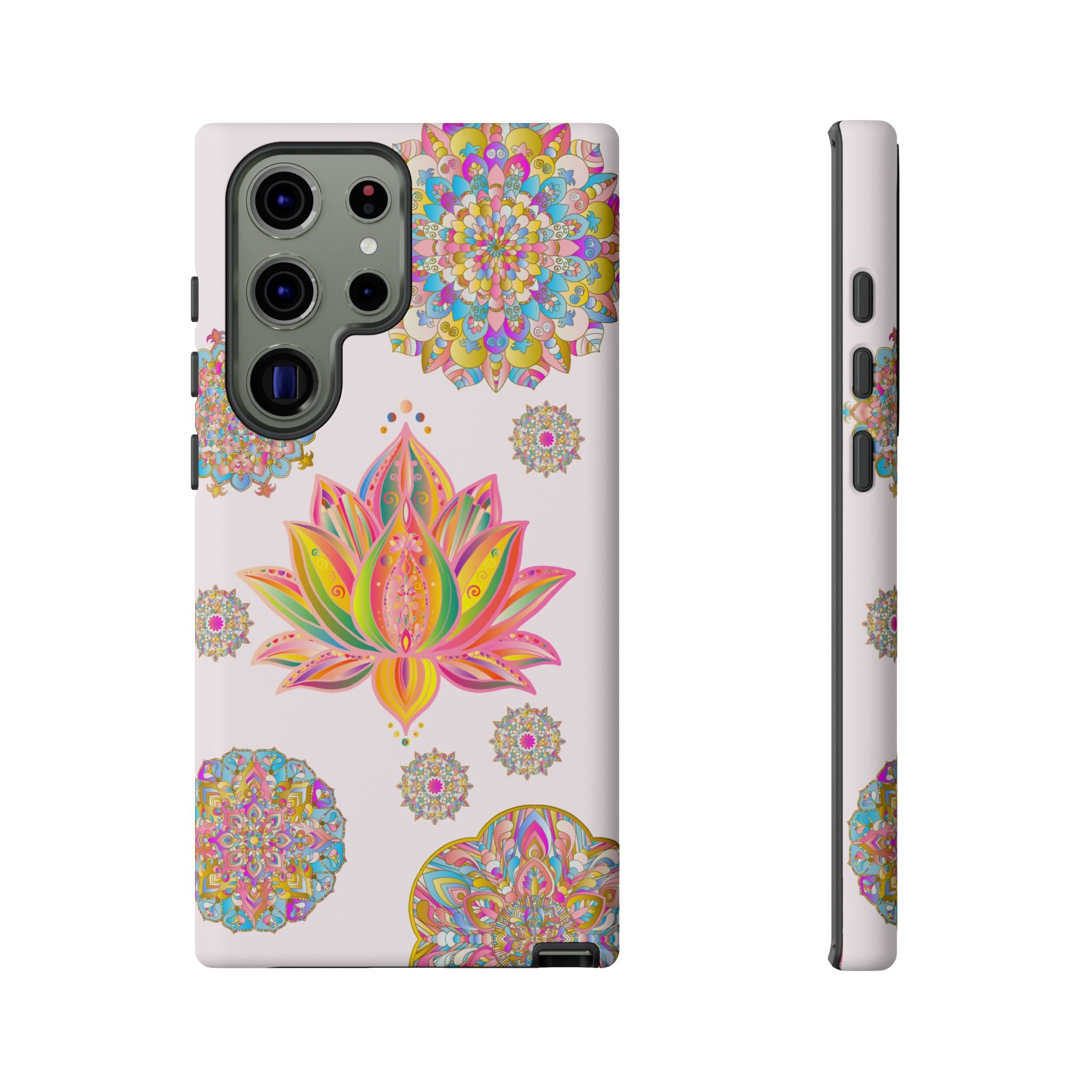 Light pink lotus flower mandala design phone case for stylish protection