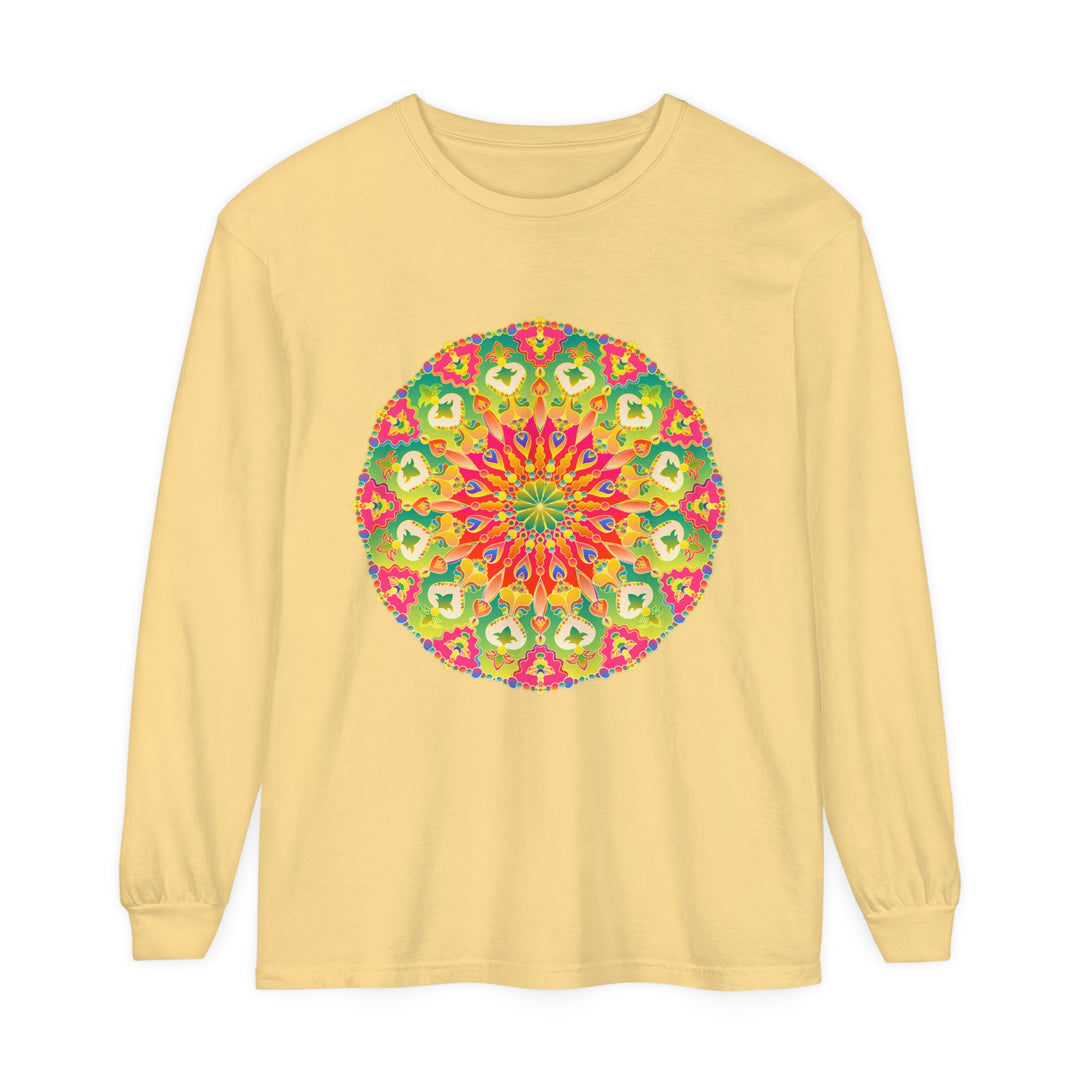 Intricate Mandala Long Sleeve T-Shirt with Vibrant Art and Detailed Patterns