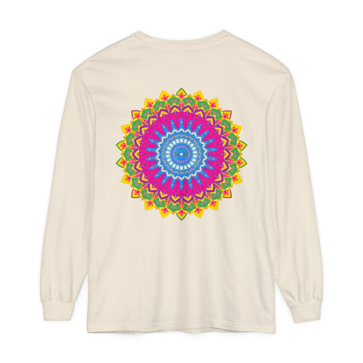 Colorful mandala design unisex long sleeve t-shirt, perfect for all genders