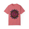 Unisex Halloween Mandala T-shirt featuring handmade pumpkin mandala art on a garment-dyed tee