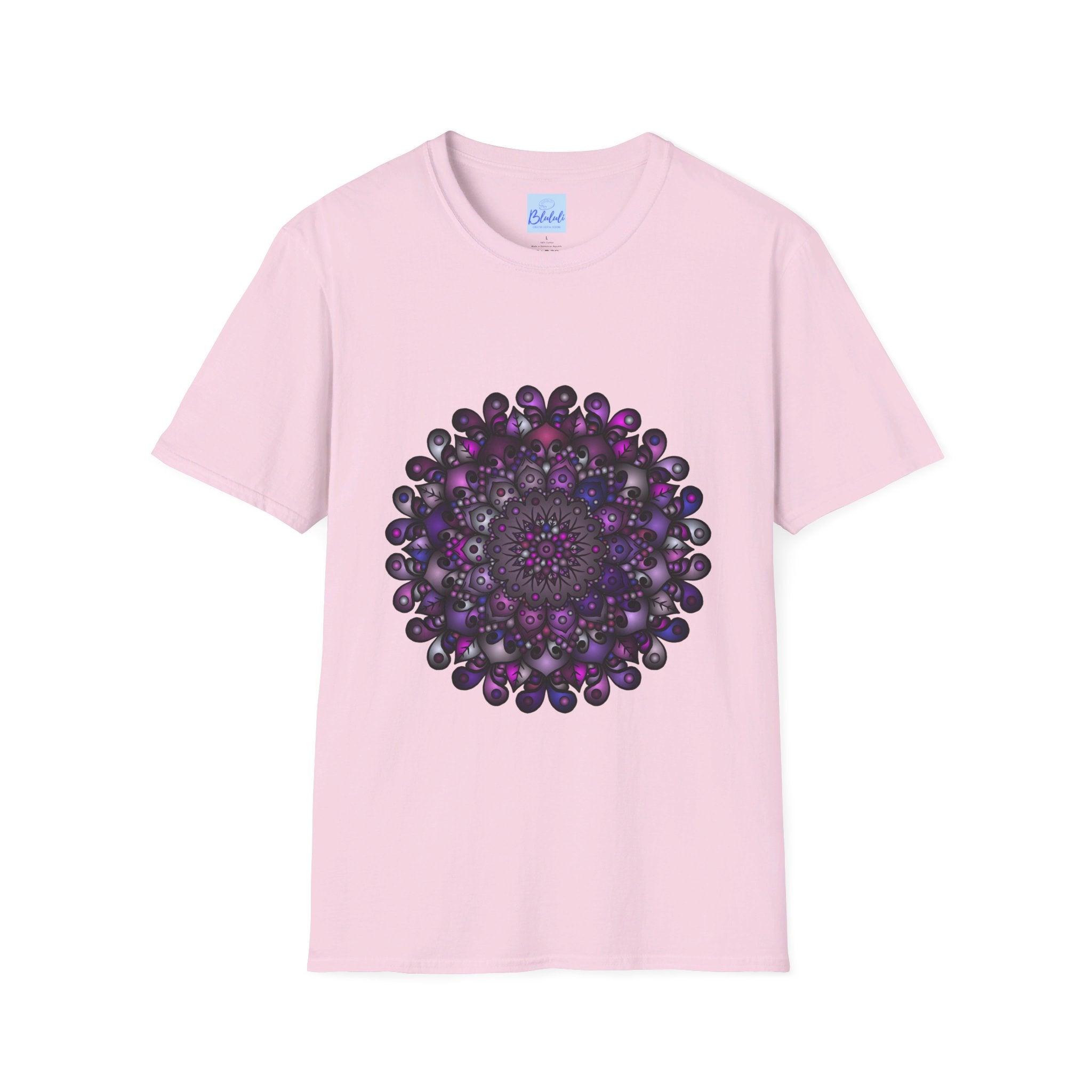 Colorful handmade mandala art design on softstyle t-shirt for women