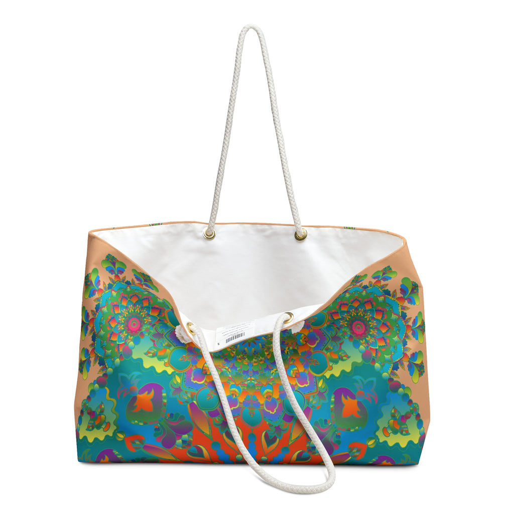 Mandala Pattern Weekender Bag in Deep Blues and Greens for Travel