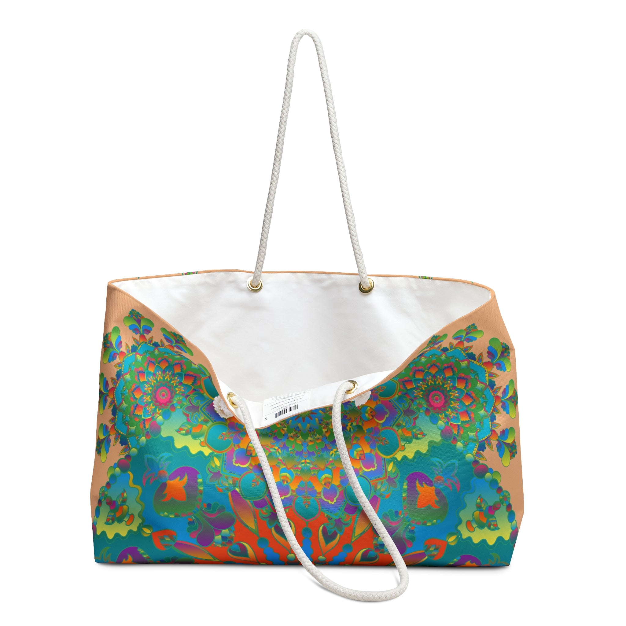 Mandala Pattern Weekender Bag in Deep Blues and Greens for Travel