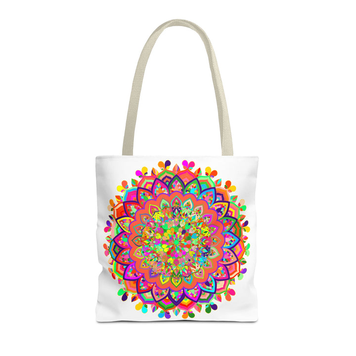 Beautiful and vibrant mandala art tote bag, perfect for carrying all your essentials in style