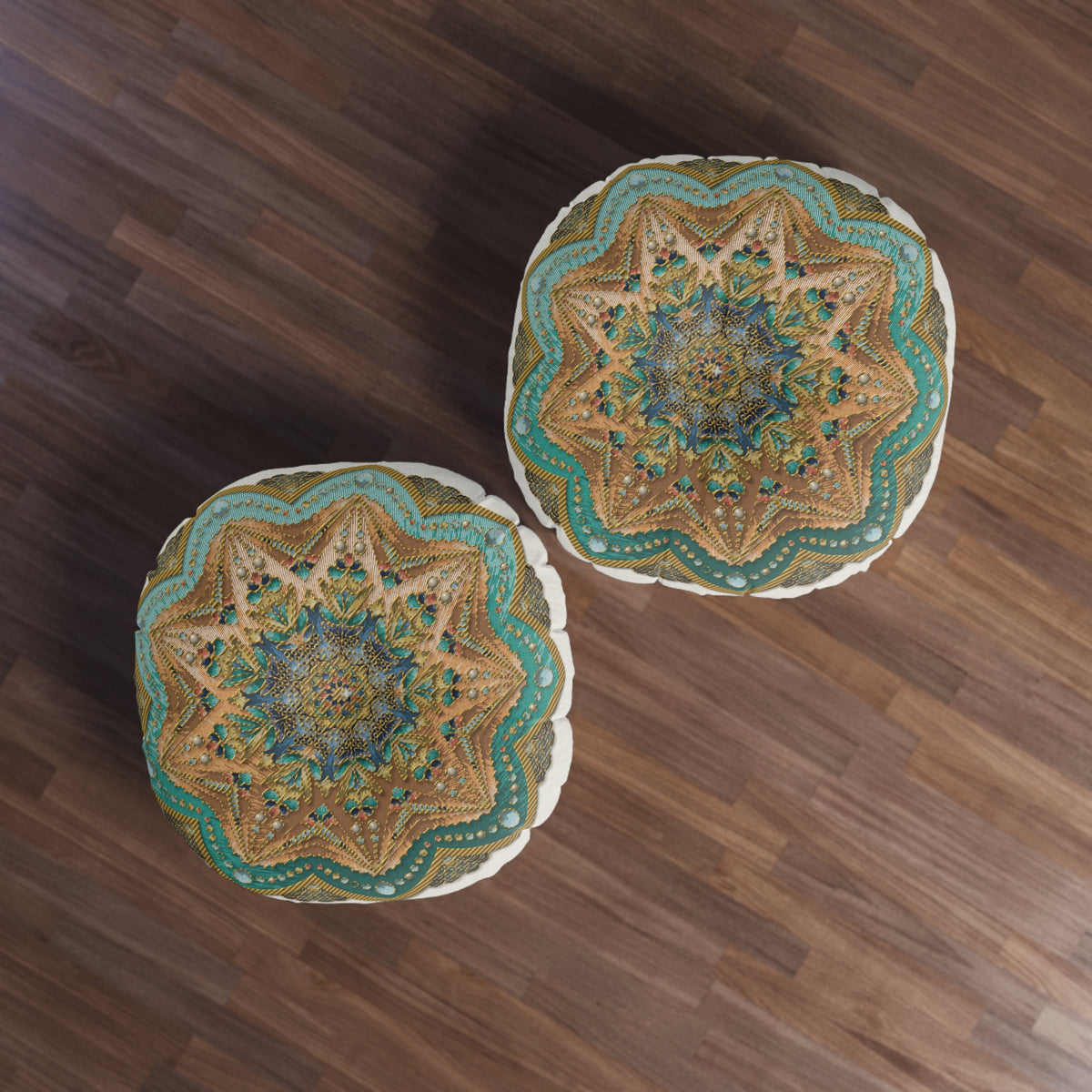 Cuscino da pavimento trapuntato Mandala – Cuscino rotondo da meditazione in stile boho