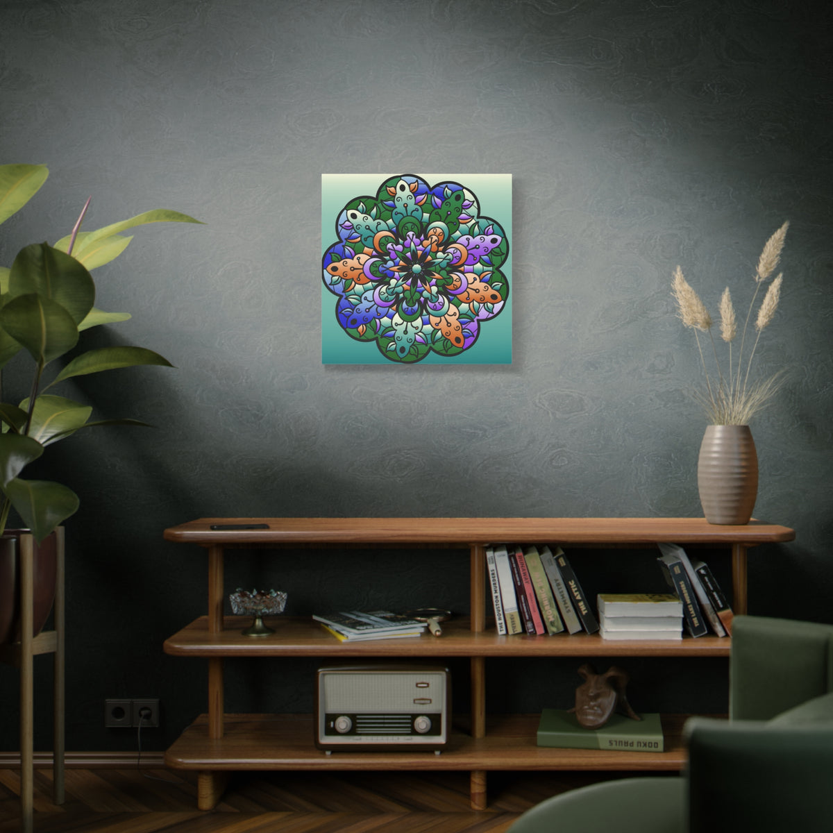 Floral Mandala Matte Canvas Print — Colorful Stretched Wall Art