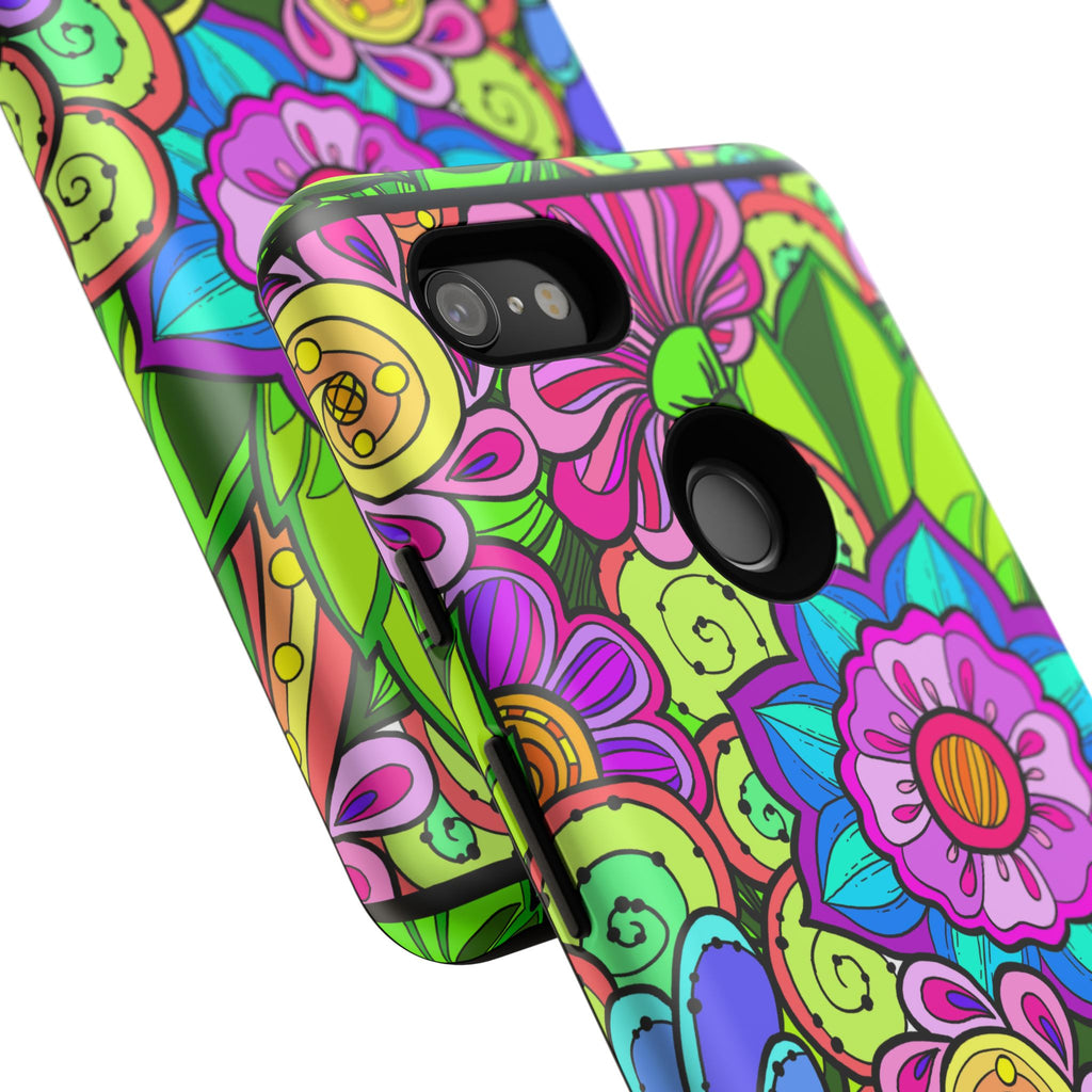 Floral Fantasy iPhone and Google Pixel Case in Bright Green Palette