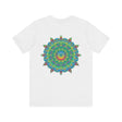 Colorful Mandala Tee with intricate spiritual design promoting peace and harmony