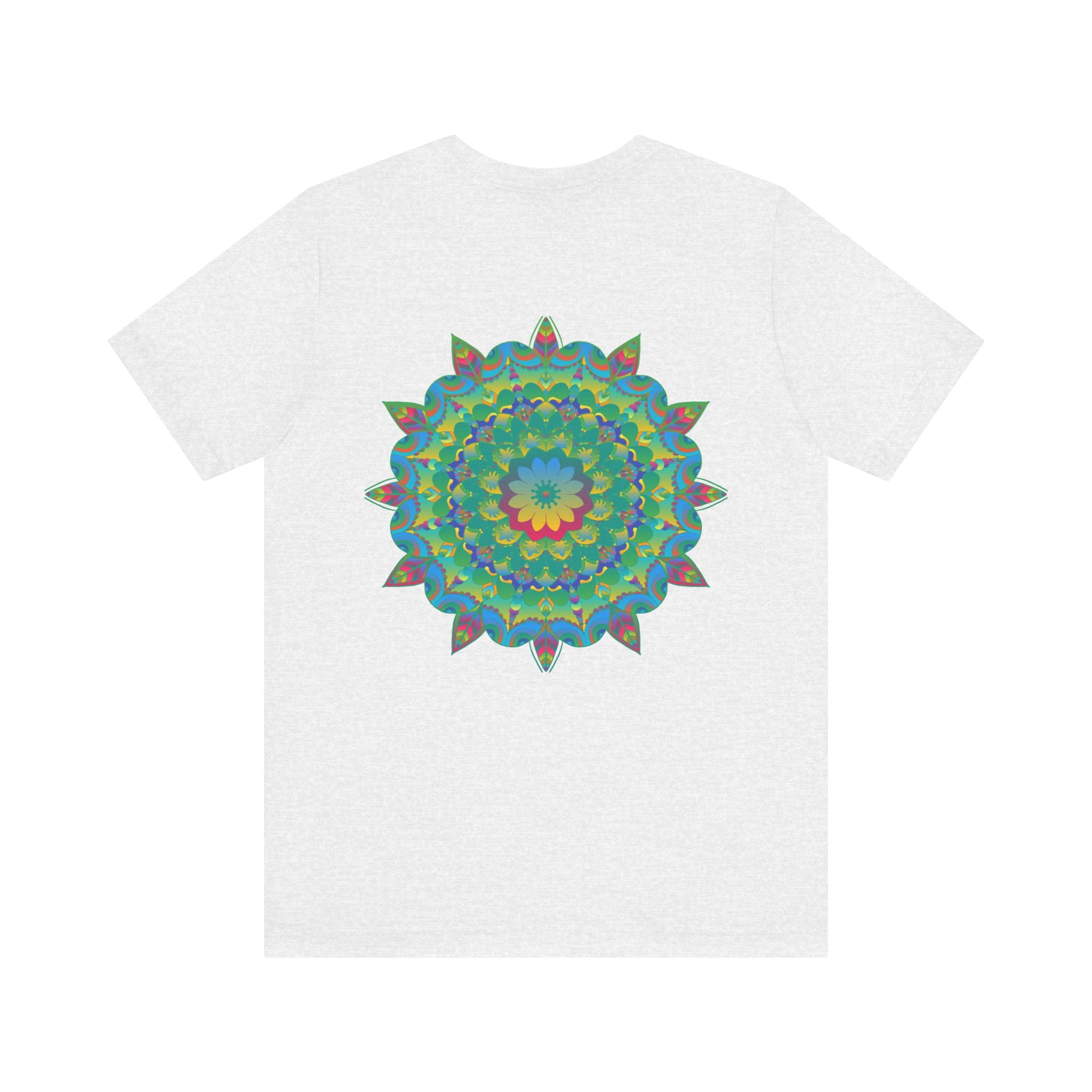 Colorful Mandala Tee with intricate spiritual design promoting peace and harmony