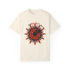 Orange unisex t-shirt featuring handmade pumpkin mandala art perfect for Halloween