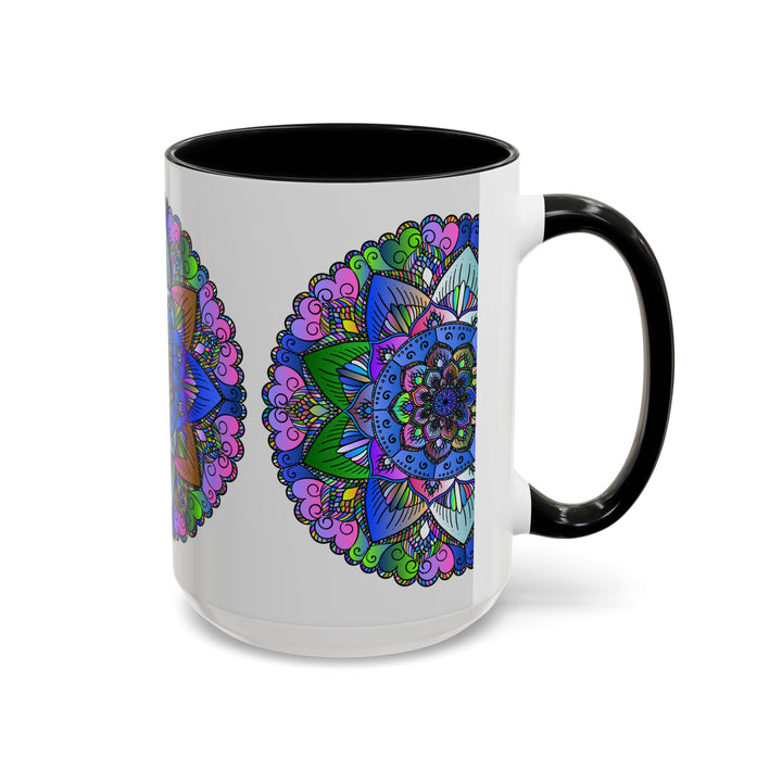 Beautiful mandala design adorns a colorful and peaceful art mug