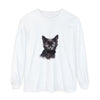 Black Cat Watercolor Long Sleeve T-Shirt with vibrant watercolor cat design