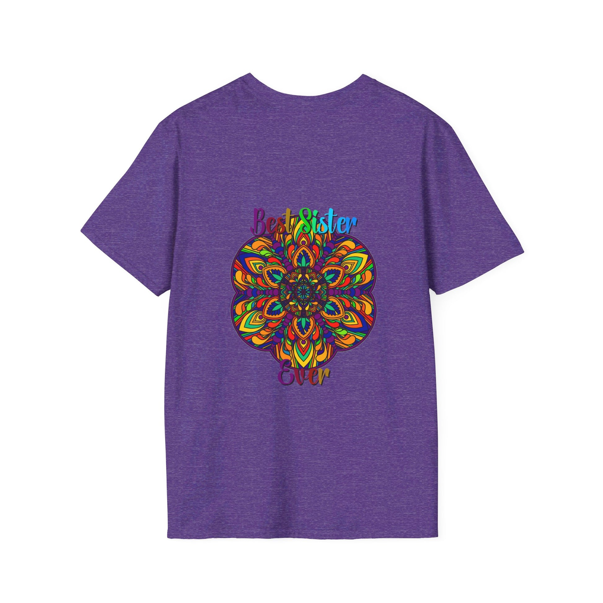 Unique hand-drawn mandala art softstyle t-shirt, perfect unisex gift for sister