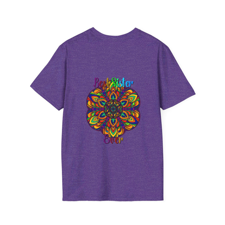 Unique hand-drawn mandala art softstyle t-shirt, perfect unisex gift for sister