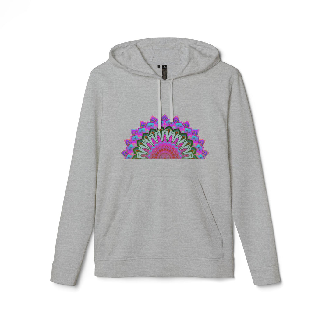 Blululi Adidas Mandala Fleece Hoodie in blue with intricate mandala design and cozy fleece material for comfort and style