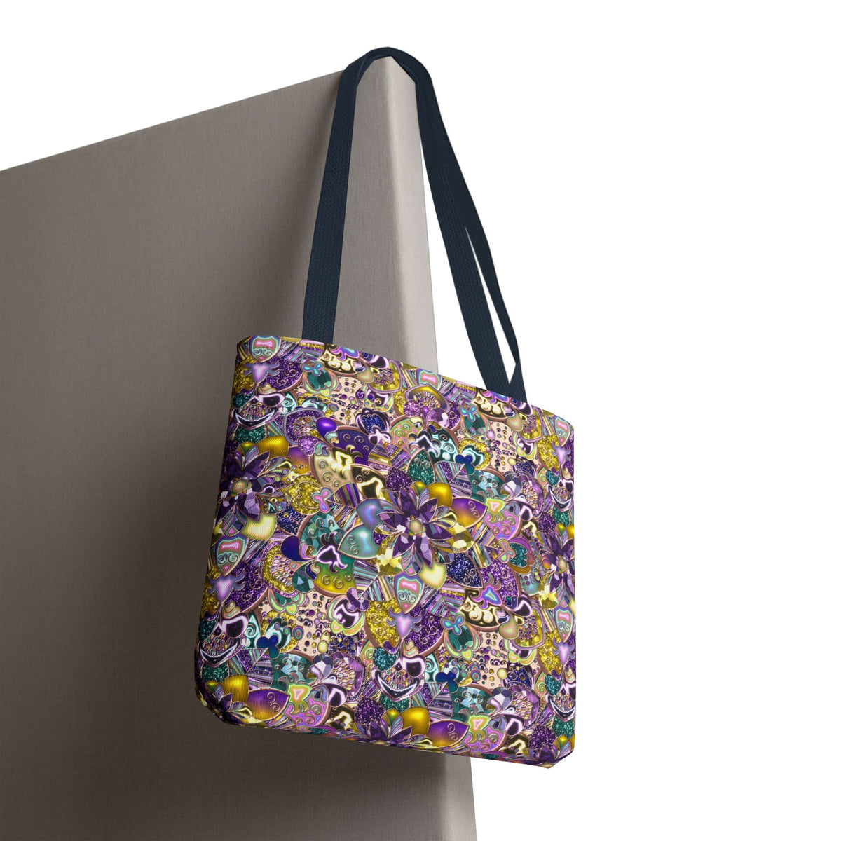 Colorful Purple Floral Pattern Tote Bag