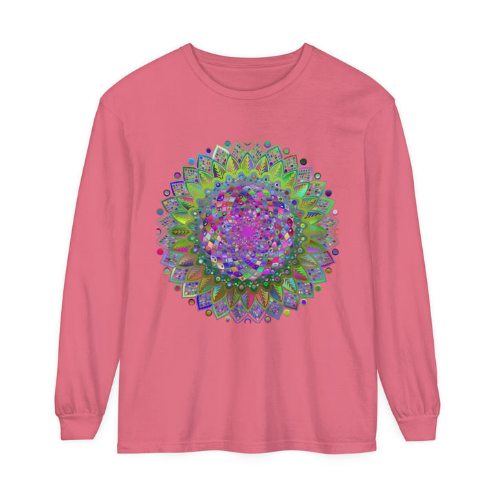 Colorful and intricate mandala design long sleeve unisex t-shirt for all genders