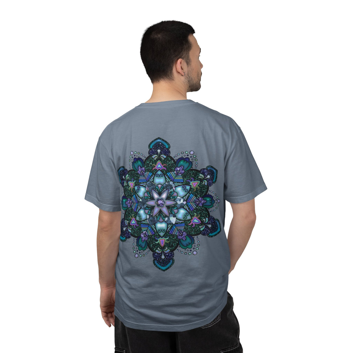 Mandala T-Shirt – Blue Purple Boho Geometric Floral Design