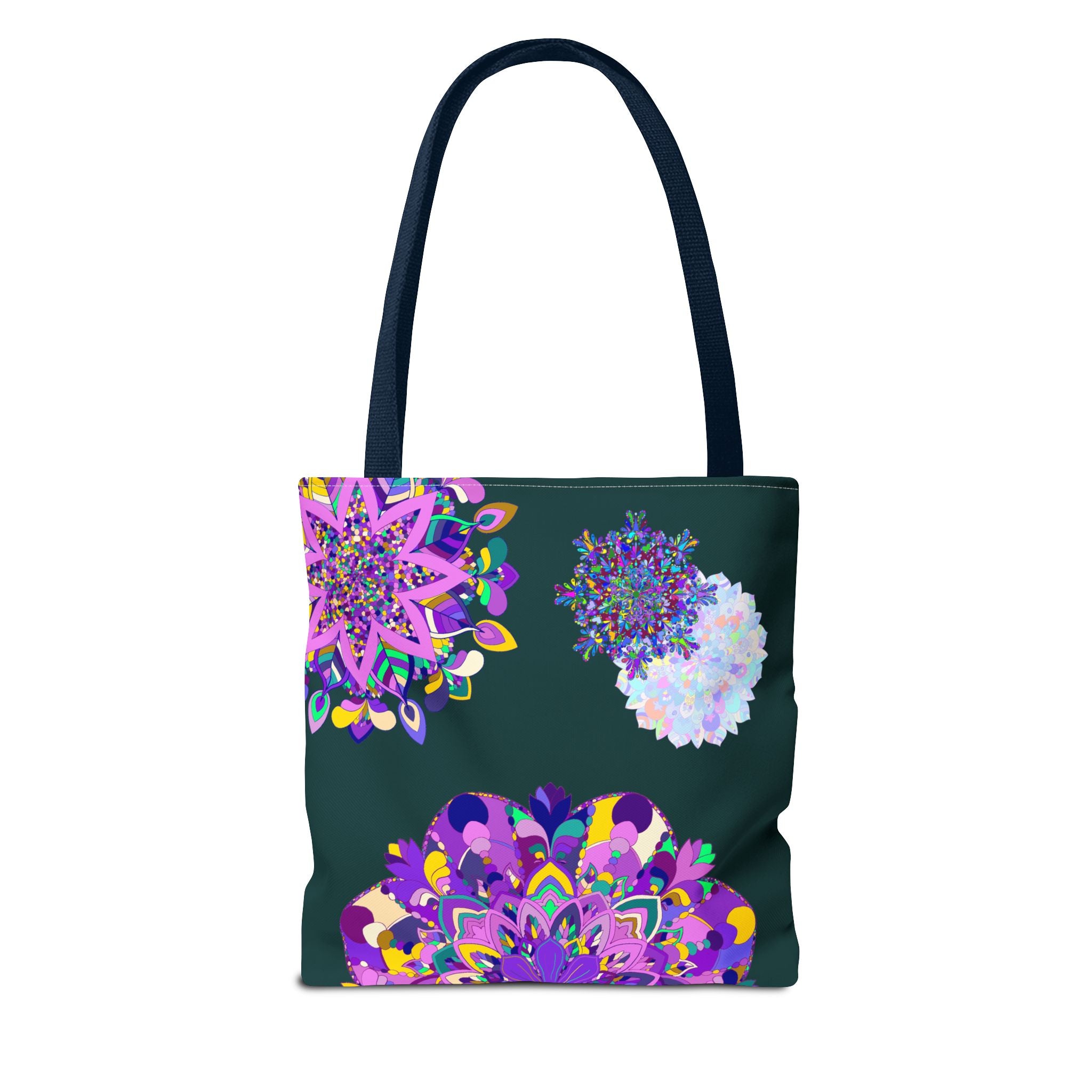 Beautiful and vibrant mandala tote bag with intricate design and spacious interior for stylish and practical use