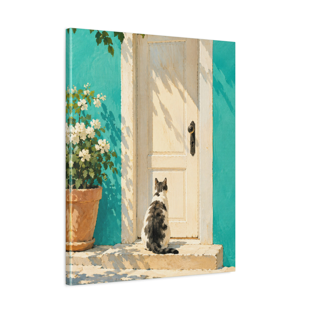 Sunlit Doorway Cat Canvas Wall Art