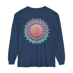 Long sleeve tee with a colorful and intricate mandala pattern