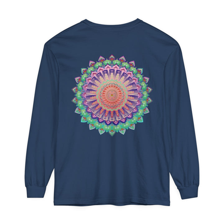 Long sleeve tee with a colorful and intricate mandala pattern