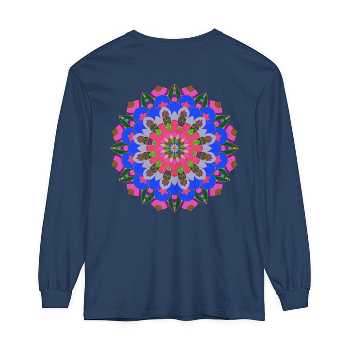 Colorful Mandala Long Sleeve T-Shirt with Ethnic Flair