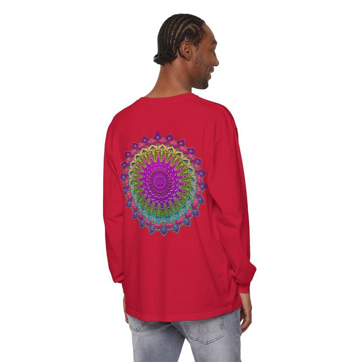 Vibrant Mandala Unisex Long Sleeve T-Shirt Made with Durable and High-Quality Fabric