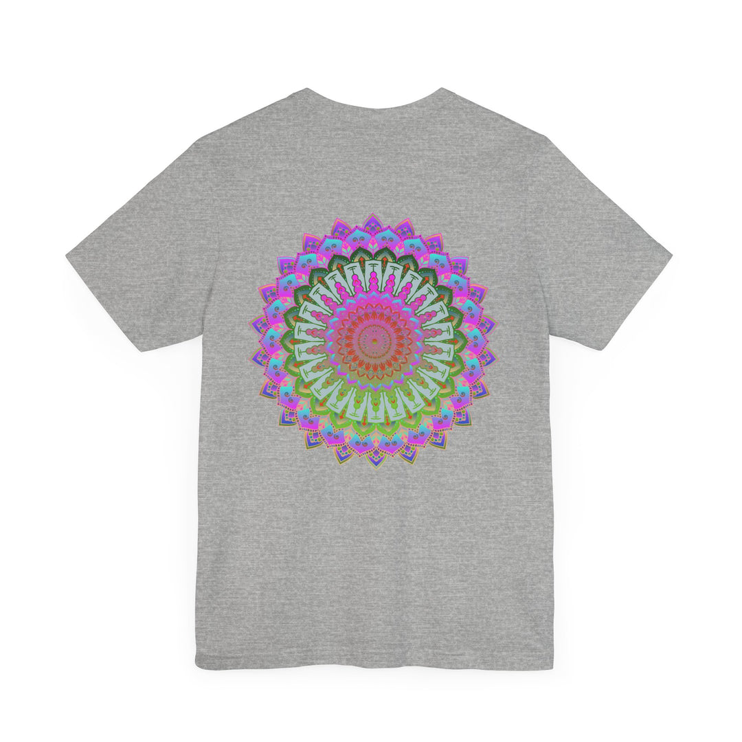 Vibrant Mandala Tee featuring a colorful and intricate design, symbolizing spiritual peace and harmony, perfect for adding a touch of positivity and tranquility to your wardrobe