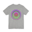 Vibrant Mandala Tee featuring a colorful and intricate design, symbolizing spiritual peace and harmony, perfect for adding a touch of positivity and tranquility to your wardrobe