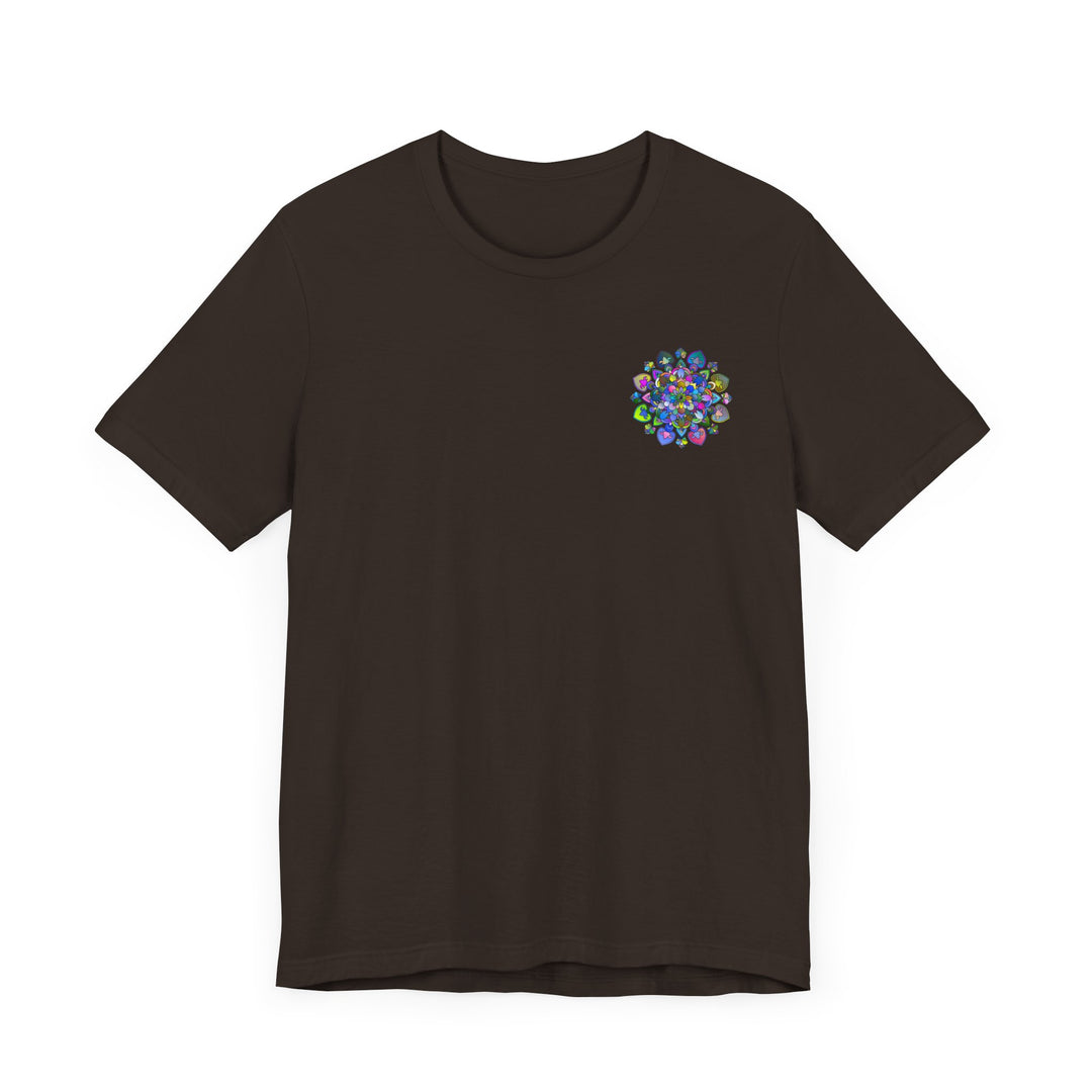 Colorful and vibrant mandala design tee promoting spiritual tranquility