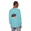 A watercolor illustration of a black cat peacefully sleeping on a t-shirt