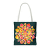 Colorful Mandala Lotus Tote Bag with vibrant floral design and spacious interior