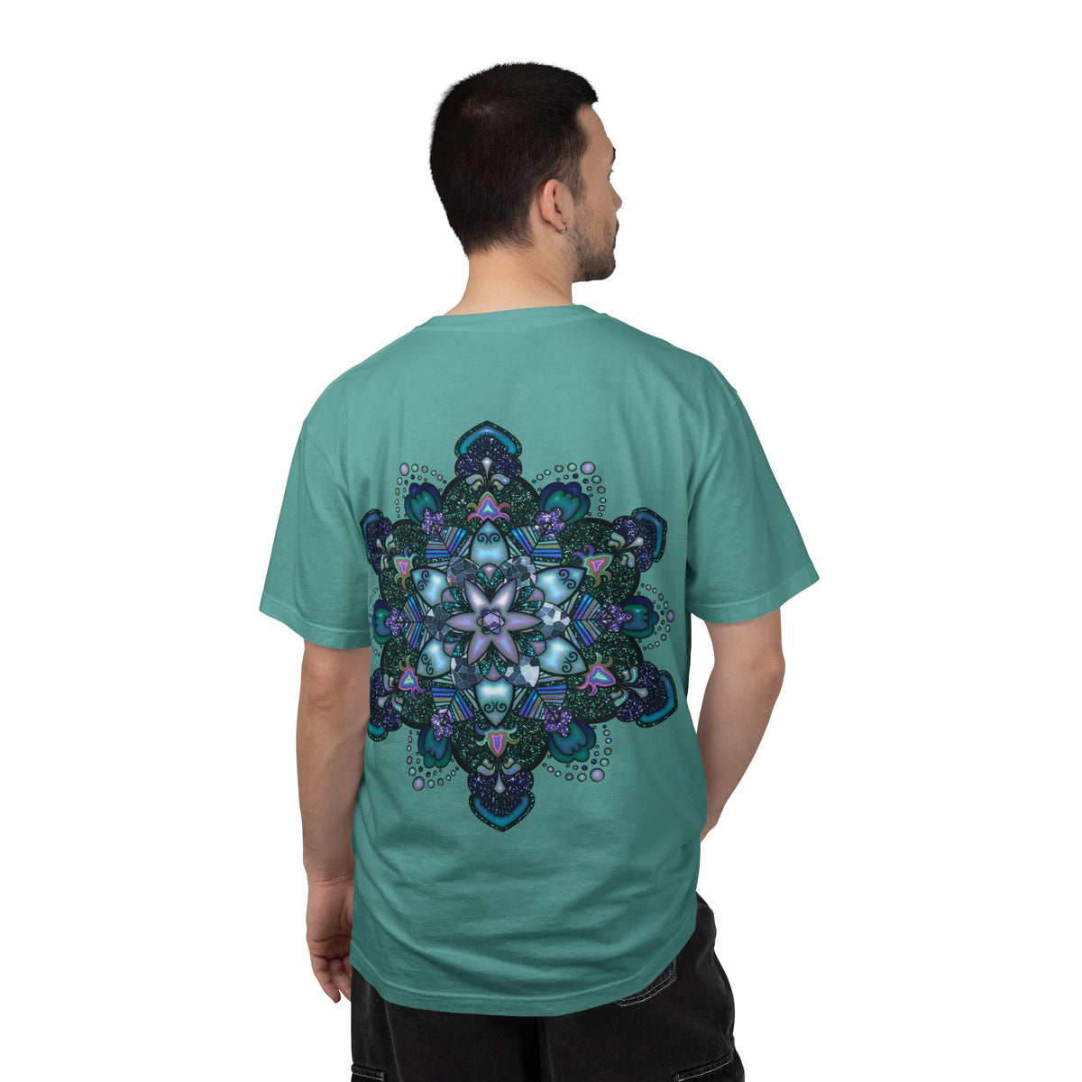 Mandala T-Shirt – Blue Purple Boho Geometric Floral Design